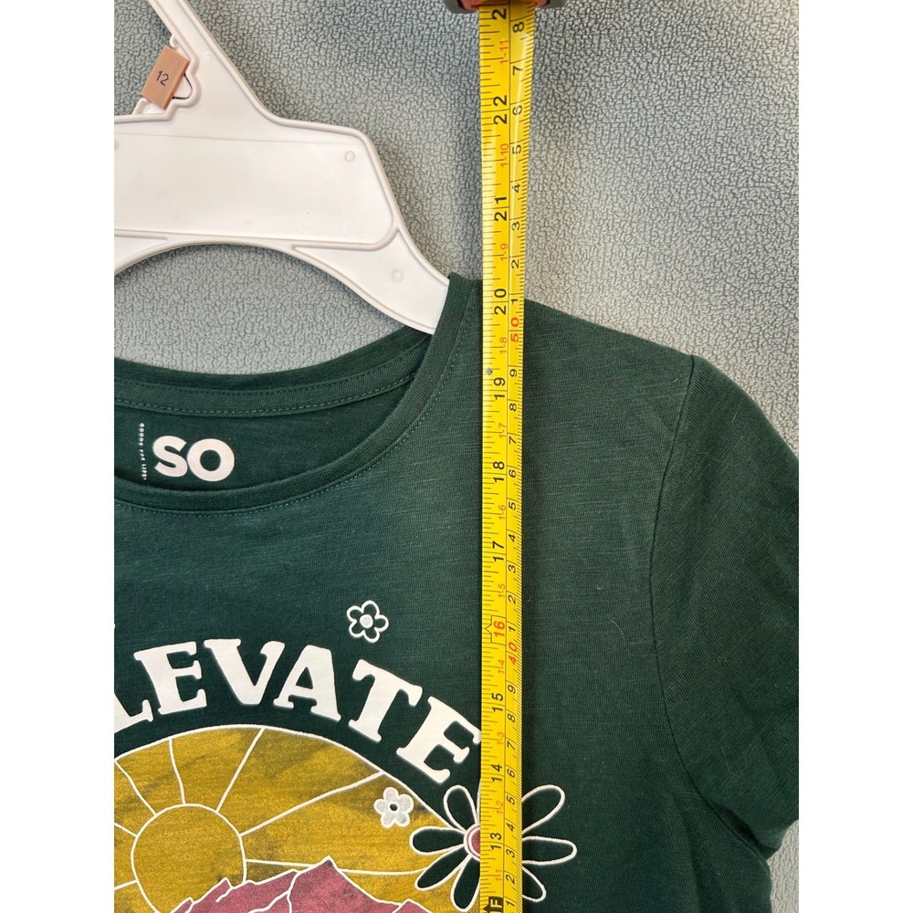 SO The Favorite Tee Girls Large 10/12 Green Elevate Your Mind Graphic T-Shirt - Picture 4 of 6